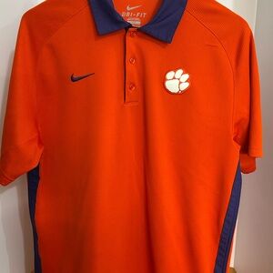Nike Clemson Tigers Dri-Fit Polo Orange and Purple‎ Shirt